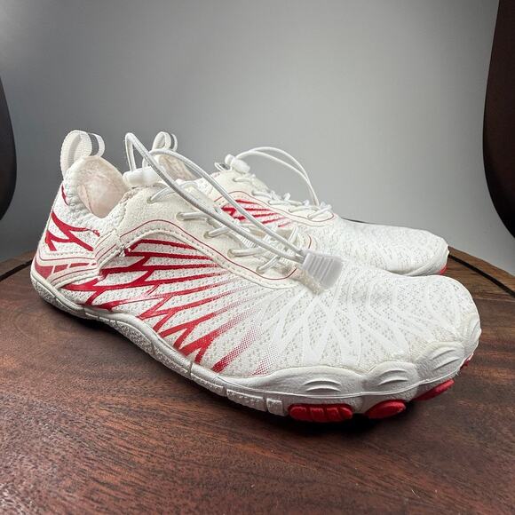 HF Barefoot Water Shoes White Red Minimalist Aqua Swim Surf Shoes Quick Dry SZ36 - Picture 8 of 13